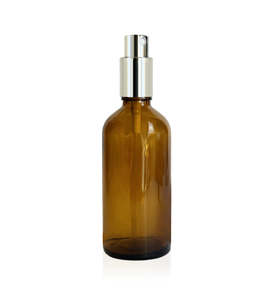 Make Your Own Perfume: 100ml Amber Glass Bottle with Sprayer and Silver Lid