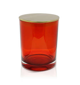 Vogue Tumbler - Red Jar with Gold Metal Lid 250ml