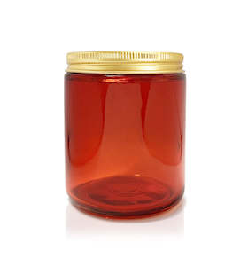 Christmas Sale: Smoke Red Pharmacist Glass Jar with Gold Lid 200ml