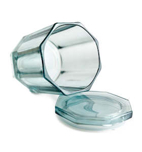 Elaine Blue Glass Candle Jar with Lid 600mls