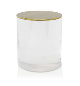 Medium Classic Tumbler - White Jar  with Gold Metal Tumbler Lid 280 - 300ml