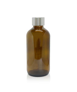 Diffuser Bottles: 250ml Amber Pharmacist Diffuser Bottle - Silver Collar
