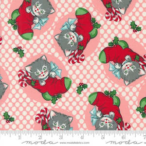 Bolts: Urban Chiks Kitty Christmas for Moda - Kitties in Christmas Stockings in Cheeky Colourway