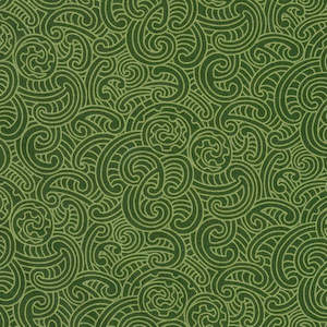 Maori Prints: Ponga Koru Green