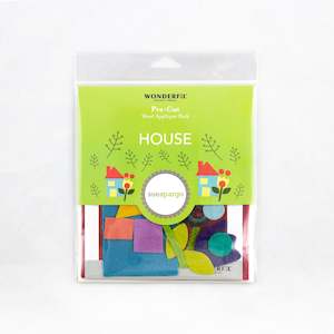 Sewing Kits For Children Felt: Sue Sprago Pre-cut Wool Kits - Blue House on Red