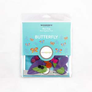 Sewing Kits For Children Felt: Sue Sprago Pre-cut Wool Kits - Purple Butterfly on Blue
