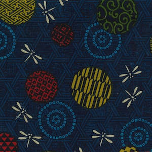 Japanese Prints: Appi - Traditional Dragonfly print on Indigo with a Modern Twist