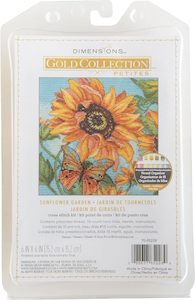 Dimensions Needle Craft Collection: Dimensions Gold Collection Petites Counted Cross Stitch Kit - Sunflower Garden with Butterfly