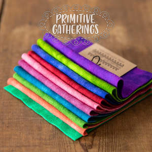 100% Wool Fabric Charm Packs - Hand Dyed Squares in Bright Colours