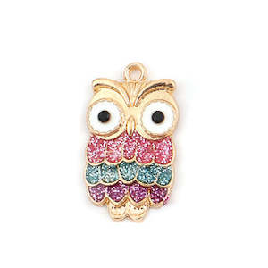 Charms: Enamel Charms - Pink and Purple Owl