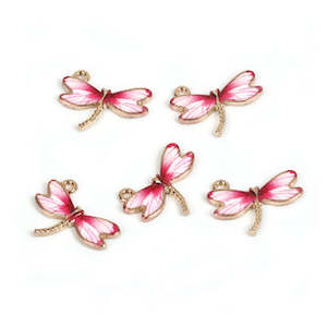 Charms: Enamel Charms - Pink Dragonflies