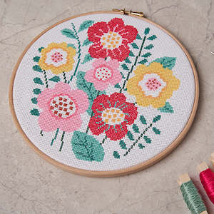 Anchor Needlework: Anchor Beginner Cross-stitch kit - Modern Graphic Bold Florals