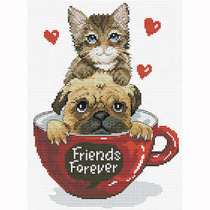 Needleart World Preprinted Canvas Cross Stitch: Ladybird NeedleArt World Pre-Printed Cross-stitch kit - Friends Forever