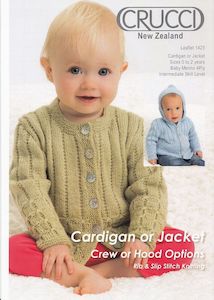 Crucci Knitting Pattern 1423  - Babies Textured Cardigan, Jacket or Hoodie in 4-&hellip;