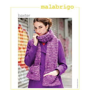 Knitting Patterns: Malabrigo Knitting Pattern - Baxter Textured Scarf with Pockets in 12-ply / Aran