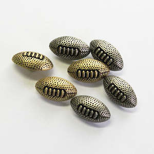 Buttons: Buttons - Rugby Balls in Silver - 22 mm long each