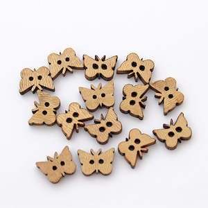 Buttons: Buttons - Natural Wood - Butterfly - 15 mm