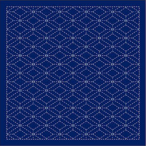Daruma - Pre-printed Sashiko Fabric in Triple Diamond design on Indigo Background