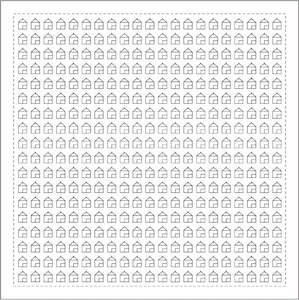 Daruma - Pre-printed Sashiko Fabric in Triangular Roof House design on White Background