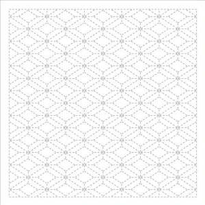 Daruma - Pre-printed Sashiko Fabric in Triple Diamond design on White Background