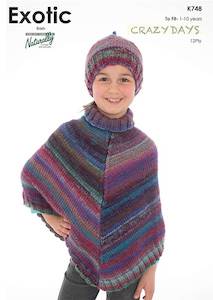 Naturally Knitting Pattern K748 - Girls Poncho & Hat for ages 1-10 in 12-ply / A&hellip;