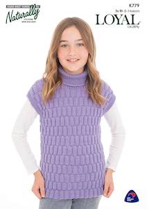 Naturally 1: Naturally Knitting Pattern K779 - Girls Vest Pullover for ages 8-14 in 8-ply / DK