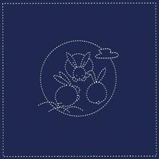 Sale Needlework: Daruma - Pre-printed Sashiko Sampler with August Rabbit on Indigo Fabric