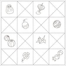 Daruma - Pre-printed Sashiko Sampler in Toys design on White Fabric