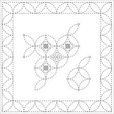 Daruma - Pre-printed Sashiko Sampler in Changing Cloisonne design on White Fabric