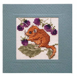 British Textile Heritage Cross-stitch Mini Card kit - Dormouse
