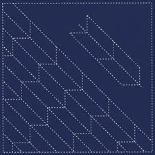 Daruma - Pre-printed Sashiko Sampler in Arrow Feather design on Indigo Fabric
