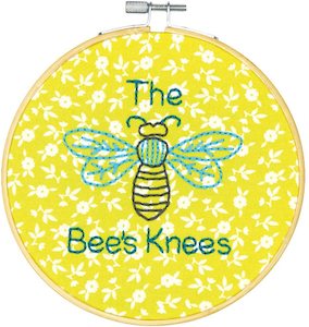 Bees: Dimensions Quick Embroidery Kit with Bamboo Hoop - The Bee's Knees (includes hoop!)