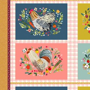 Farm Fresh Panel (60 cm x 108 cm) - Four different chickens on one panel