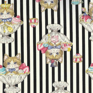 Tottori - Adorable Kittens in Sundae glasses on Black stripe
