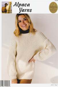 Alpaca Yarns: Indiecita Knitting Pattern 1137 - Ladies Ribbed Pullover in 14-ply / Chunky