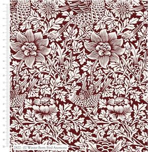 William Morris Winter Berry Collection - Bird & Anemone in Red on White