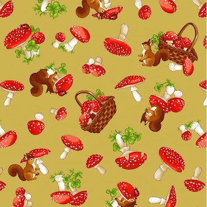 Hakuba - Squirrels & Mushrooms on Mustard