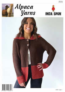 Alpaca Yarns Knitting Pattern 2631 - Ladies Jacket with Collar Pullover in 10-Ply / Aran