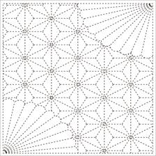 Daruma - Pre-printed Sashiko Sampler in Chrysanthemum Sashimi and Hemp Leaf desi&hellip;