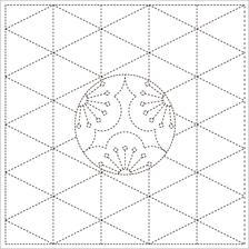 Daruma - Pre-printed Sashiko Sampler in Plum Crest design on White Fabric