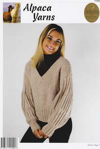 Indiecita Knitting Pattern 1140 - Ladies Slouchy V-Neck Pullover in 14-ply / Chunky