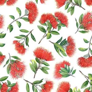 All Fabrics: Pohutukawa / New Zealand Christmas Tree on a white background