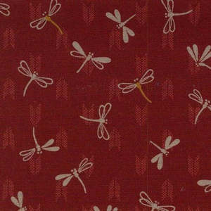 Japanese Prints: Nara - Traditional Japanese design with Dragonflies on Red