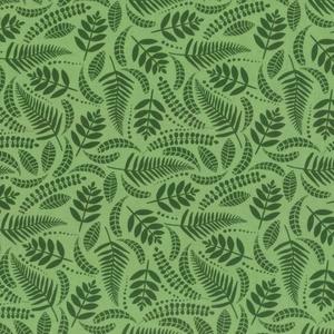 All Fabrics: New Zealand Fern Forest - Dark Green Ferns on Green Background