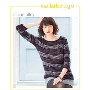 Malabrigo Knitting Pattern - Silicon Alley Textured & Striped Pullover in 8-ply &hellip;