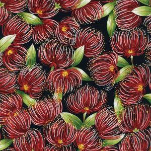 All Fabrics: Pohutukawa Blossoms on Navy