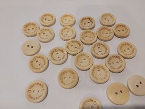 Buttons: 50 x 20mm Woodlook Buttons Handmade printed on circumference
