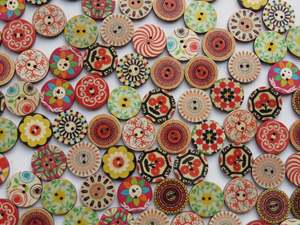 50 Mixed Print retro vintage mixed print 20mm buttons 2 holes