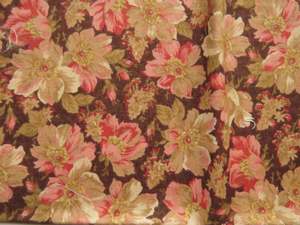 1/8th yard Approx. 56cm x 23cm Rose print  with beige and brown