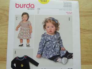 Sewing Patterns: Burda 9347 Dress and Onesie Pattern for knit fabrics- use our merino fabric